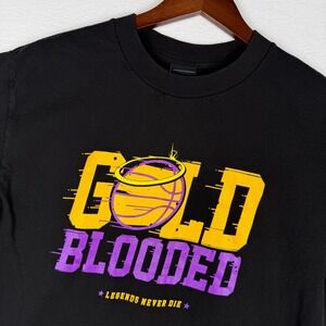 Adapt Gold Blooded Legends Never Die Mens M Black Graphic T-Shirt Basketball